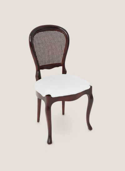 Silla vintage caoba asiento blanco