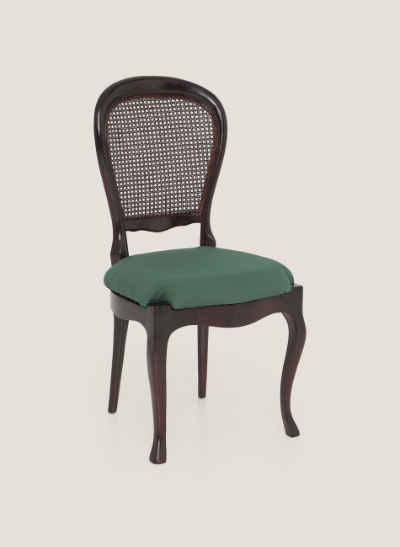 Silla vintage caoba asiento verde