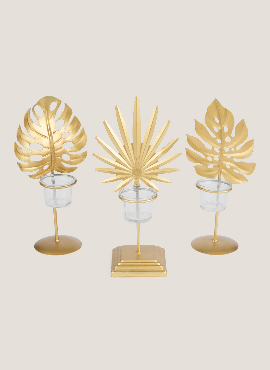 Candelabro hoja dorado