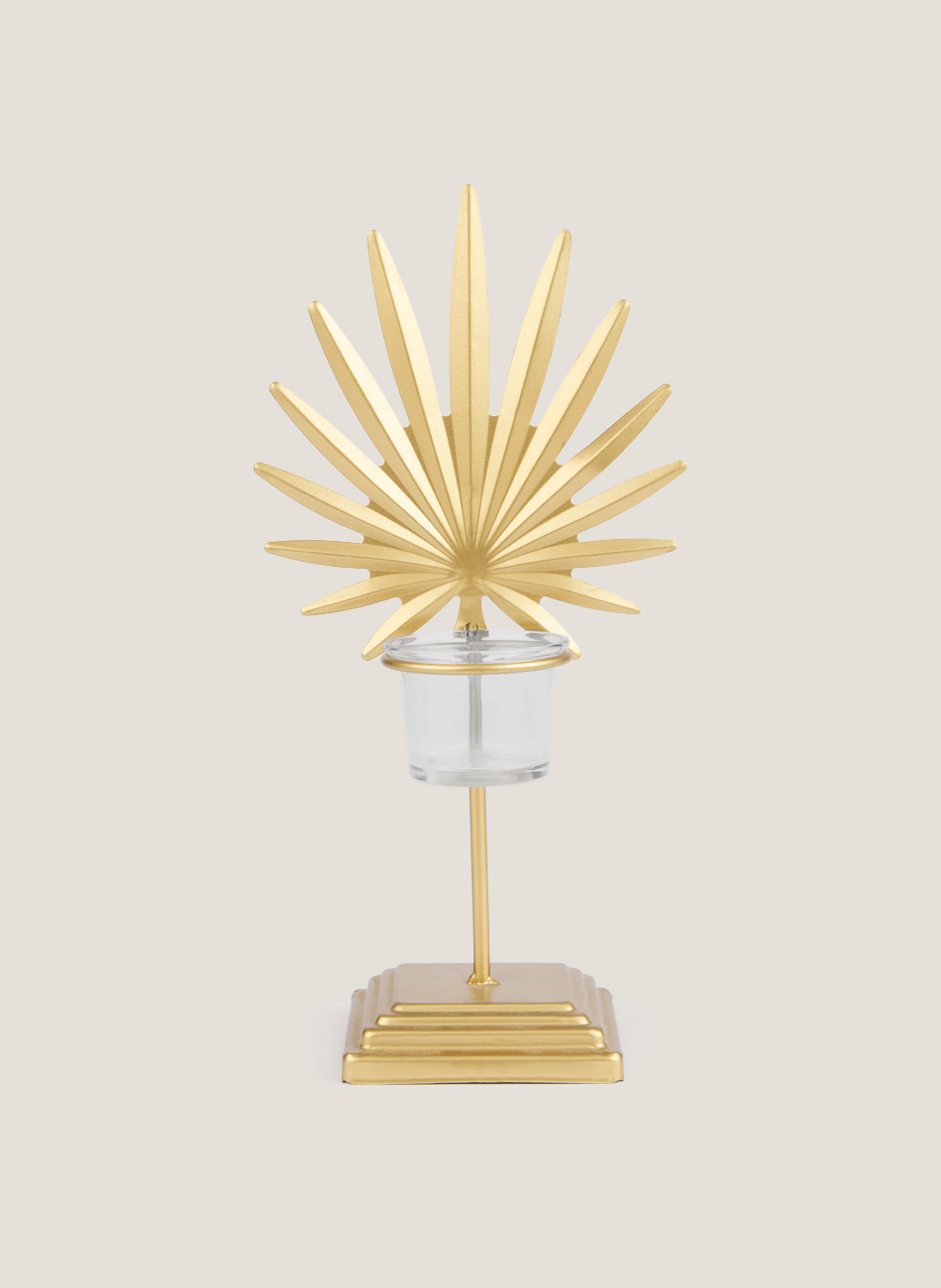 Candelabro hoja dorado