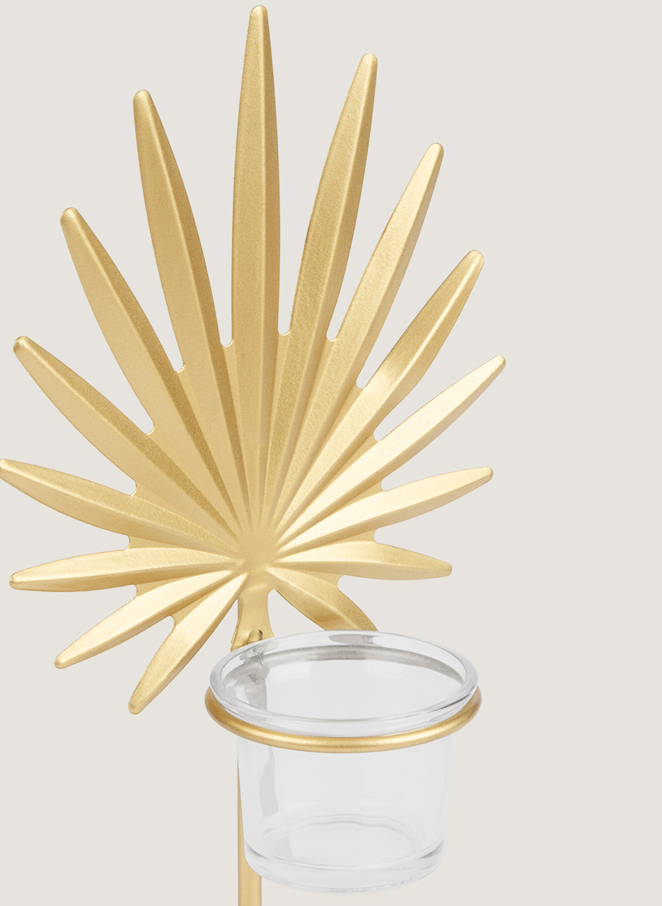 Candelabro hoja dorado