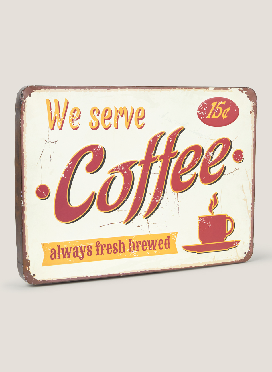 Letrero metálico coffee