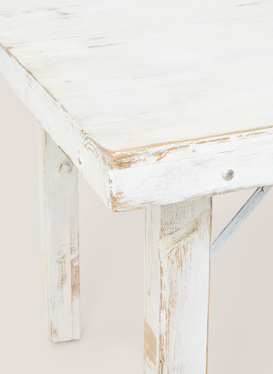 Mesa wood decapada blanca