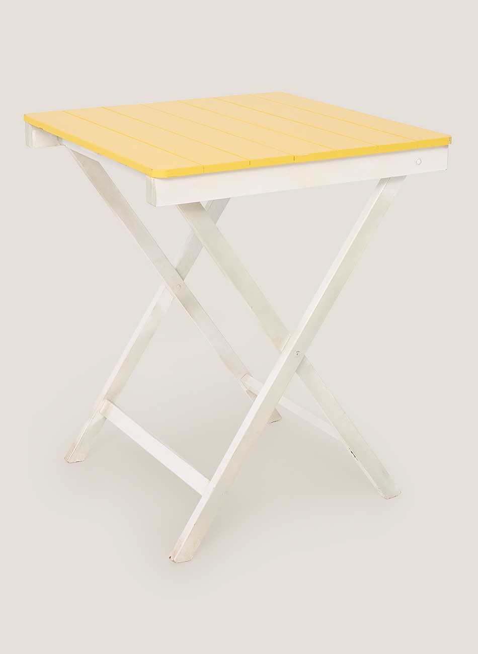 Mesa cuadrada madera amarilla