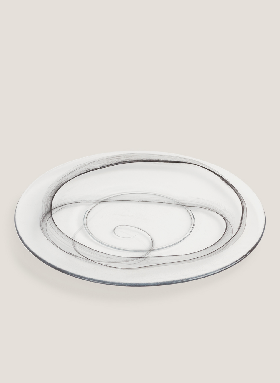 Plato cristal pinceladas negras